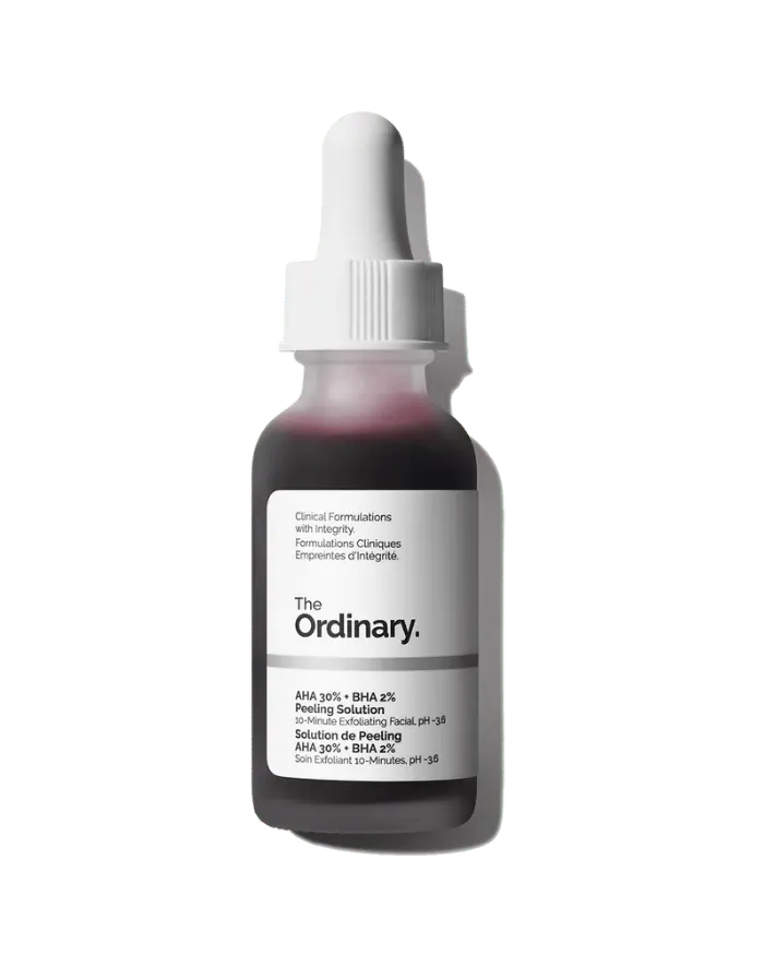 Original bottle of The Ordinary AHA 30% BHA 2% Peeling Solution facial exfoliant