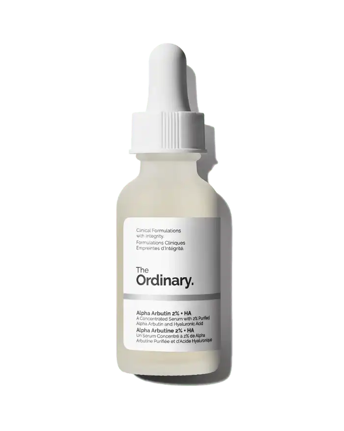 Original bottle of The Ordinary Alpha Arbutin 2% + HA hyperpigmentation and dark spot serum