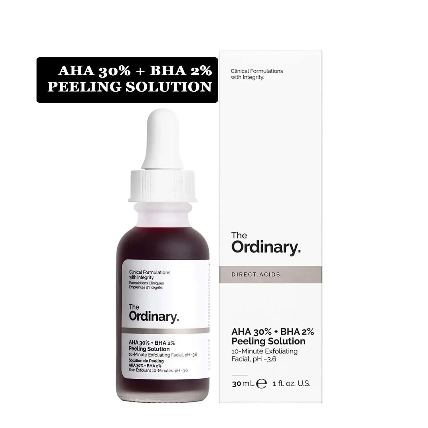 Original box packaging of The Ordinary AHA 30% BHA 2% Peeling Solution