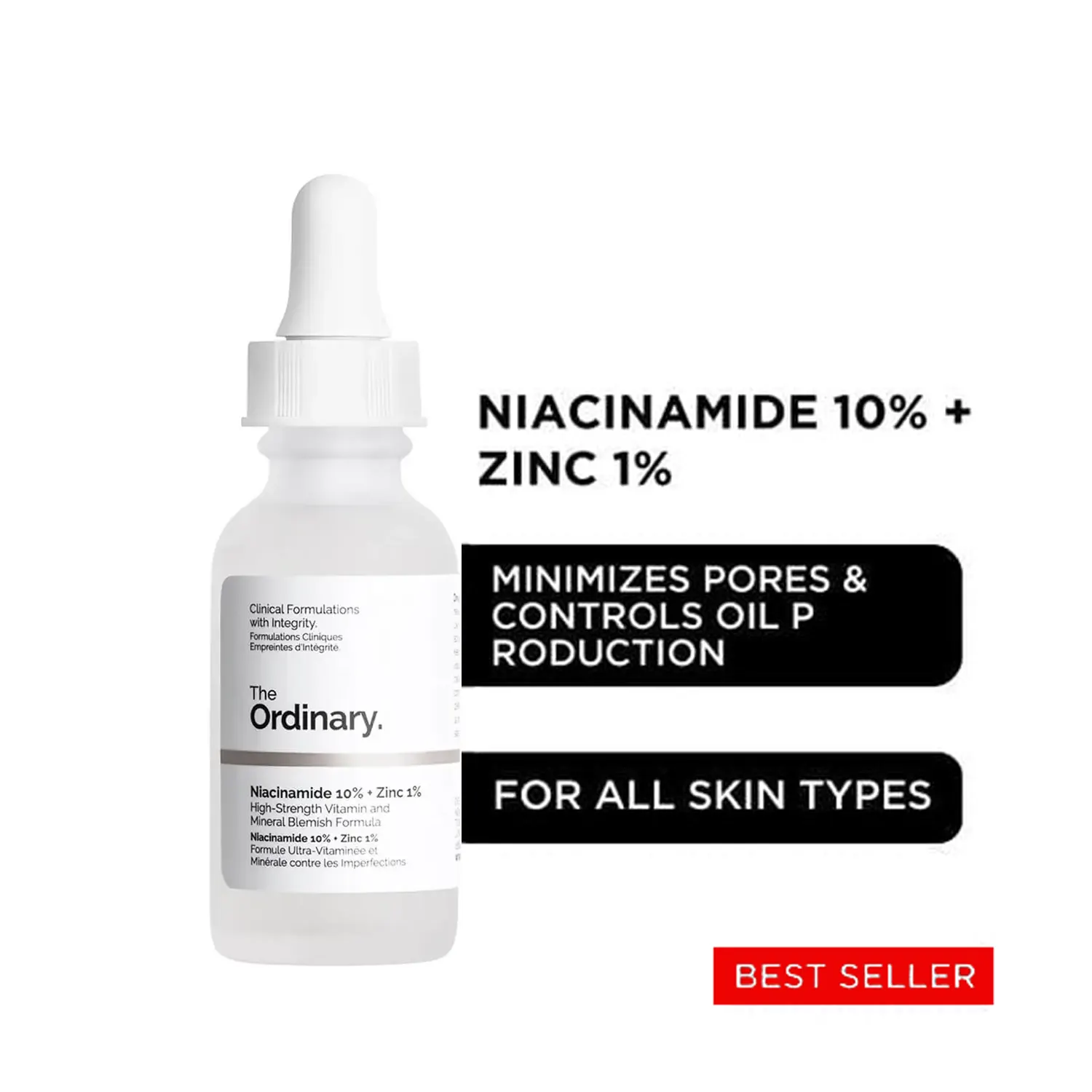The Ordinary Niacinamide 10% + Zinc 1% serum bottle